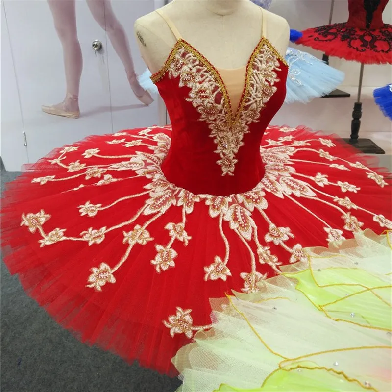 

Professional High Quality Competition Performance Dancewear Women Adult Girls Velvet Red Ballet Dance Tutu