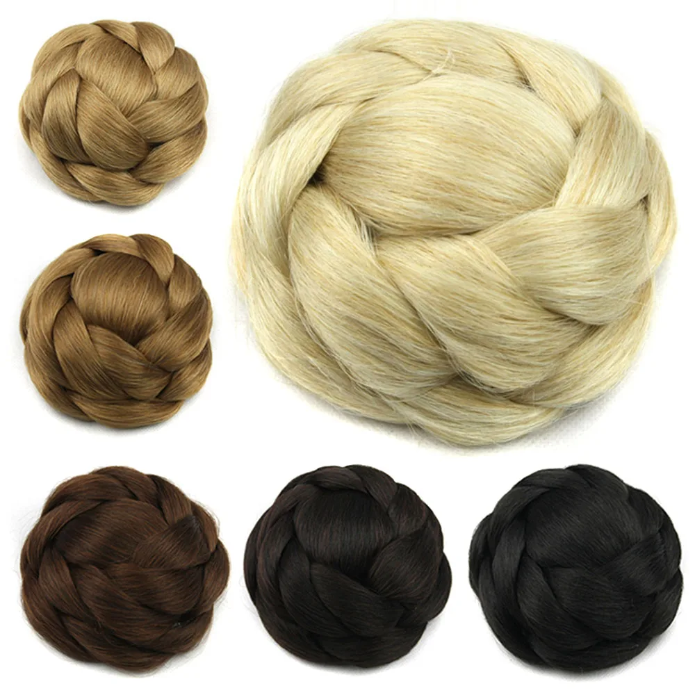 Soowee 6 Colors High Temperature Fiber Synthetic Hair Pieces Accessories Braided Chignon Hair Bun Donut Hairstyle Headwear