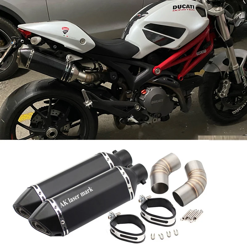 Motorcycle Exhaust System Slip On Middle Link Pipe Ak Exhaust muffler with DB Killer For DUCATI 696 Monster 696 695 796 795 1100