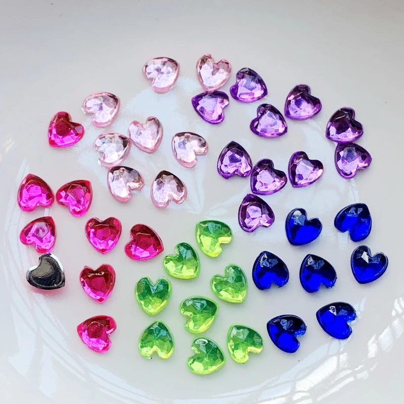 100pcs 6mm heart acrylic rhinestone for DIY jewelry making accessories nail art decorations pink ab rhinestones nail supplies