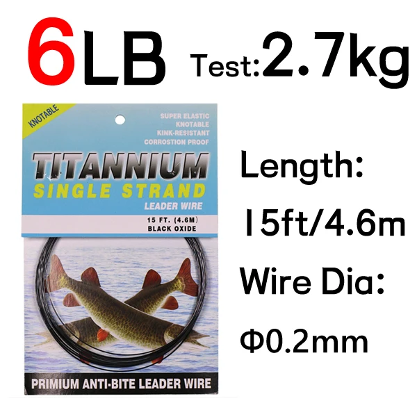 6LB-124LB 15ft/4.6m 바닷물 파이크 참치 Wahoo 낚시를 위한 꼬임 방지 인성 니켈 티타늄 낚시 리더 라인