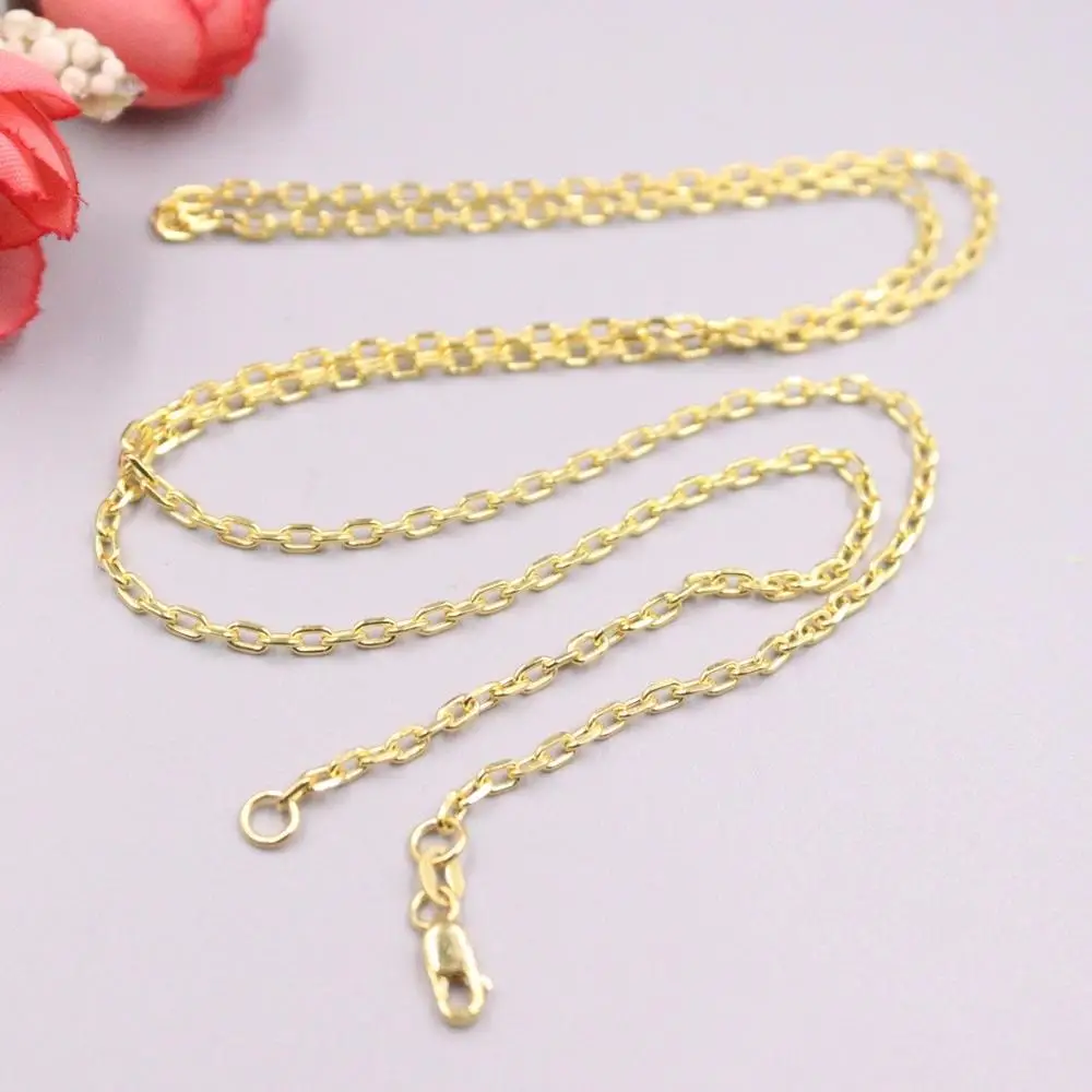 

Real 18K Yellow Gold Chain For Women Female 2.2mm Long Cable Link Chain Necklace 60cm Length Au750