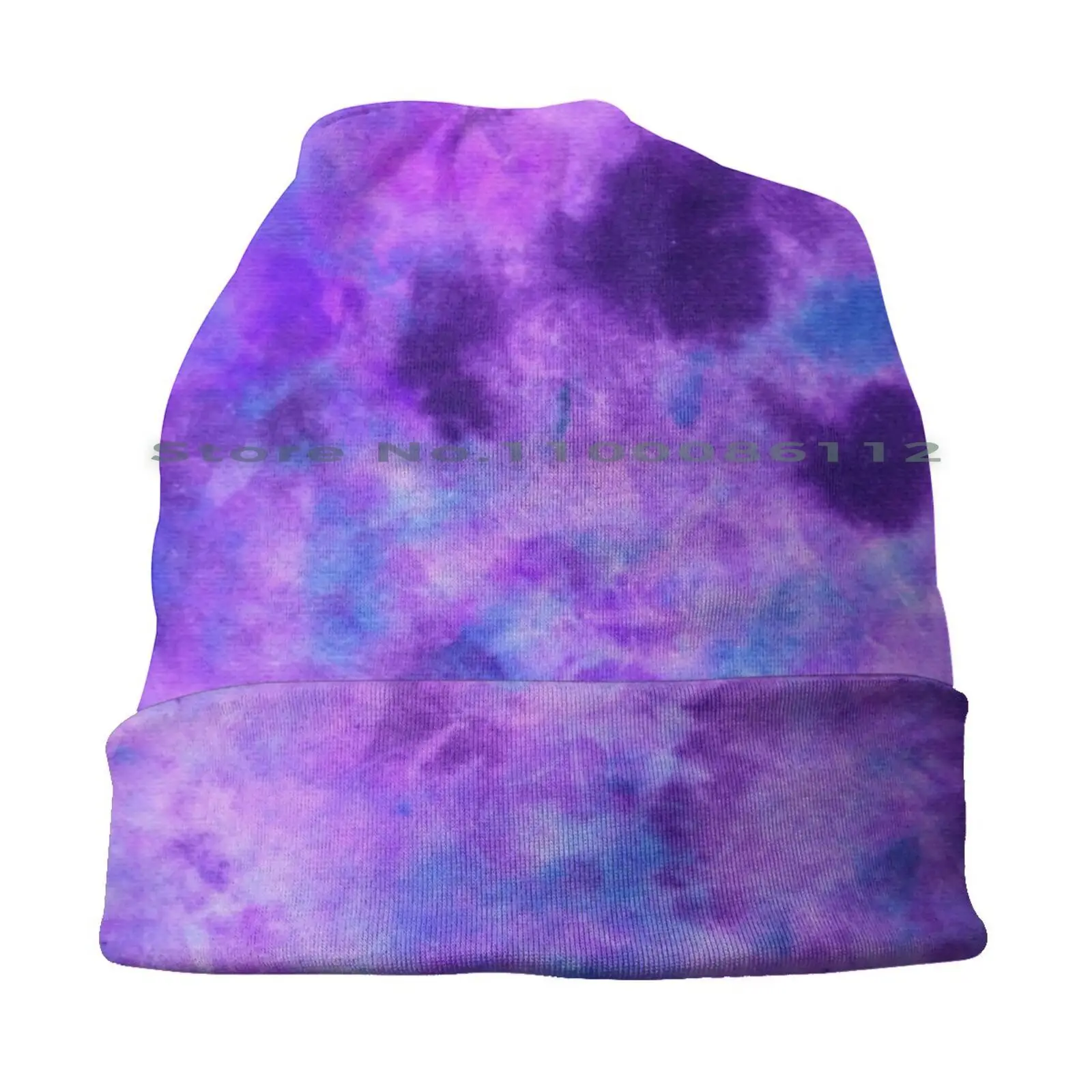 Tanzanite Dyeblot Beanies Knit Hat Dyeblot Tie Dye Spatter Abstract Colorful Tanzanite Blue Purple Indigo Lavendar Aqua