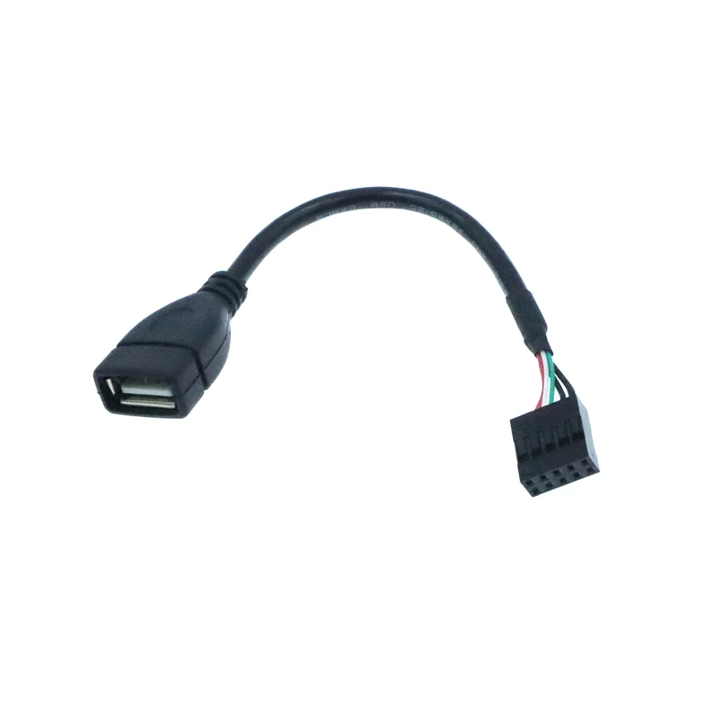 Motherboard Internal USB2.0 Female Ke 9-Pin Female Adapter Case Built-In Cable DuPont 2.54 untuk Kabel Desktop Komputer