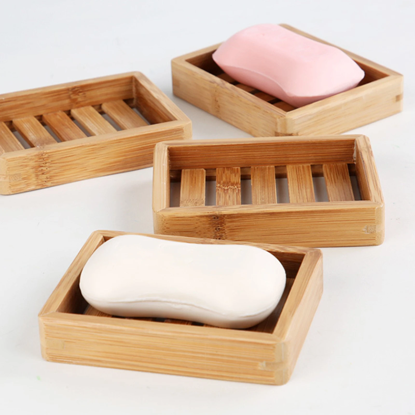 Bamboo Soap Dish Rustic Bar Soap Holder For Bathroom Sink Shower Kitchen Natural Wooden Tray For Soap Sponges