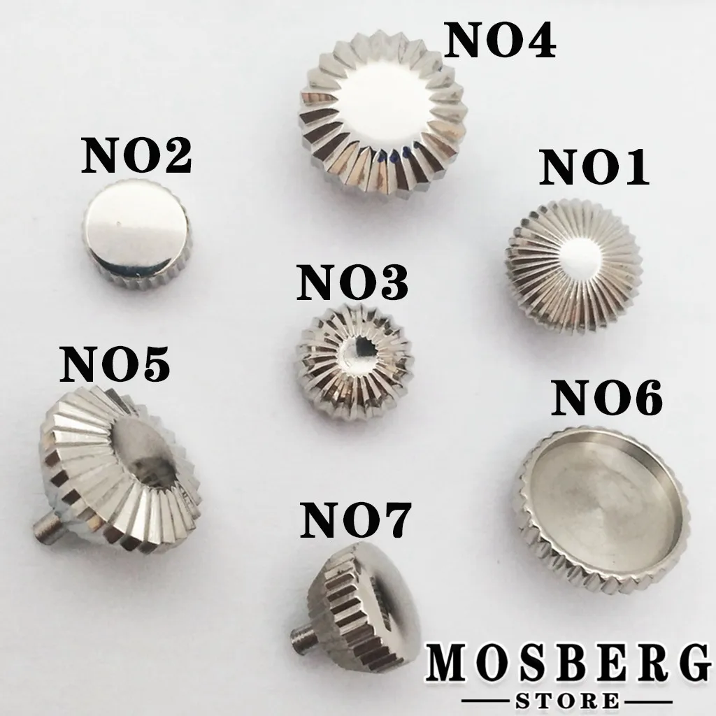 Silver Watch Crown Parts Stainless Steel Different Size Fit ETA 6497 6498 Seagull ST36 Watches Movement