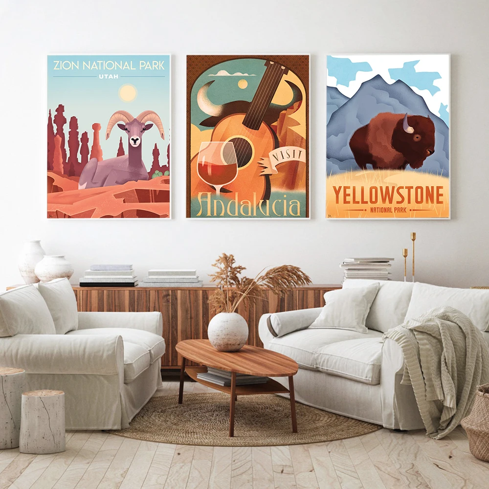 Nordic World Famous Travel Location Art Poster Sweden Utah Wyoming Vermont Mural Canvas Painting Modern Home Decor Living Room