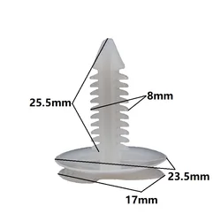 30pcs White Plastic Car Retainer Rivet Push-in 8mm Door Panel Trim Fastener Clip Vehicle Repair Tool