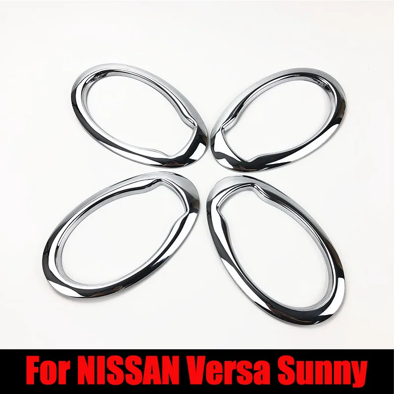 Car Styling accessories Chrome interior Door Handle Cover Interior Decorative sticker For NISSAN Versa Latio Sunny 2010-2017