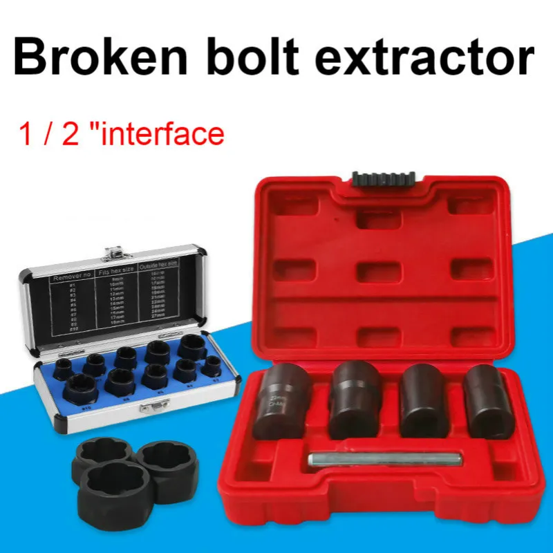 5/10Pcs 17-22mm / 9-19mm Damaged Nut Bolt Remover Kit Stud Extractor Broken Bolt Screw Remover Hand Tools Set Threading Tools