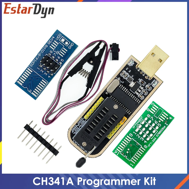 CH341A 24 25 Series EEPROM Flash BIOS USB Programmer Module + SOIC8 SOP8 Test Clip For EEPROM 93CXX / 25CXX / 24CXX DIY KIT