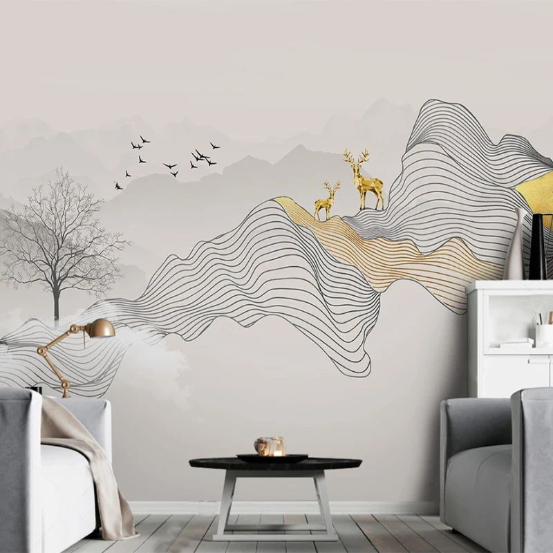 

Custom Mural Wallpaper Cartoon Hand Drawn Beautiful Woman Love Character Silhouette Bedroom Background Wall Painting