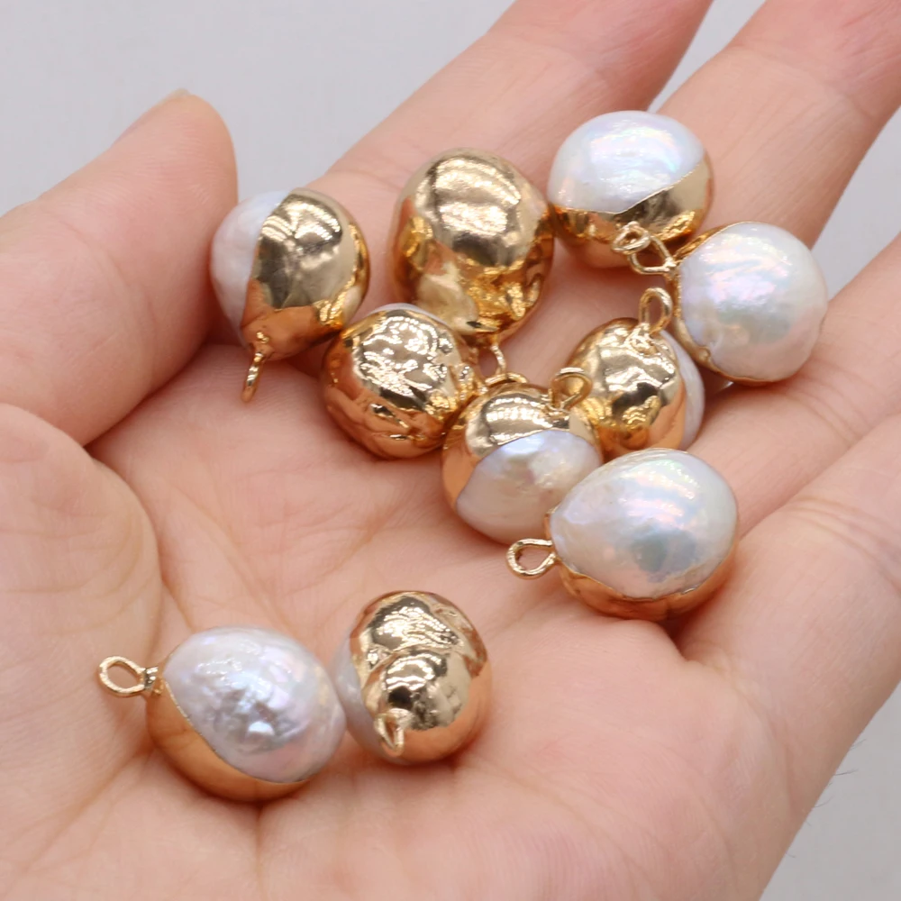 Natural Freshwater Pearl Round Spherical Boutique Pendant Making DIY Fashion Charm Necklace Bracelet Jewelry Gift