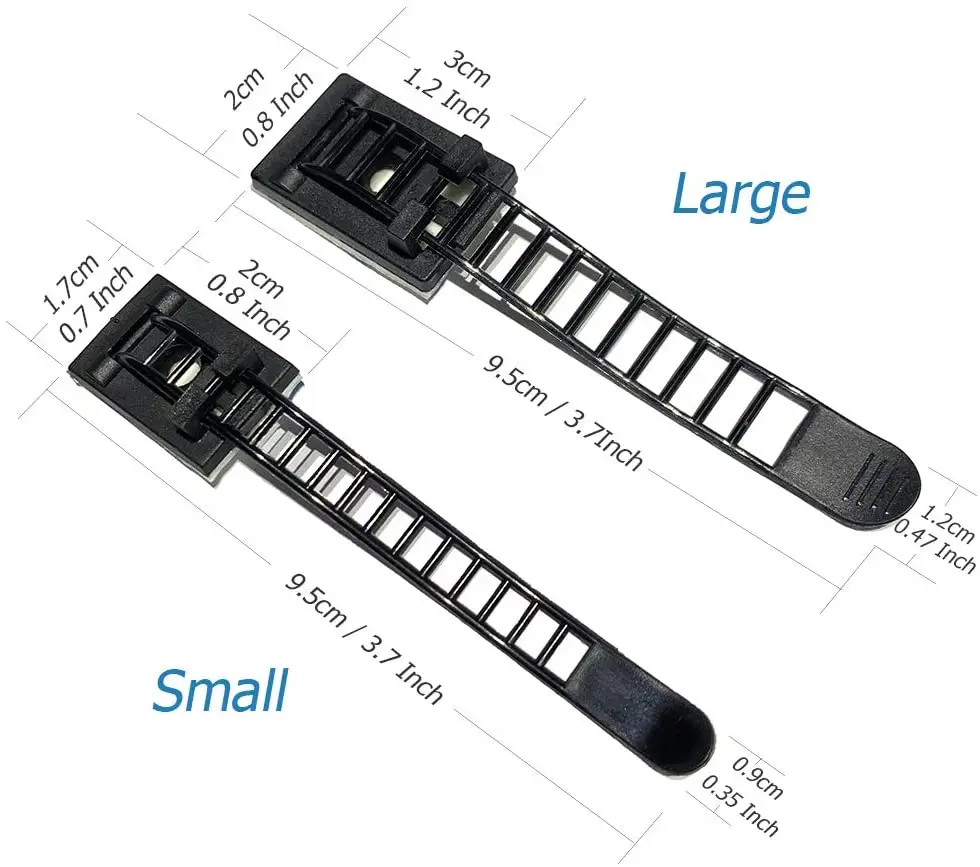 Clips organisateurs de câbles adhésifs réglables, 5/10/20 pièces, attaches de sangle de câble USB, pinces à fil, gestion de câbles pour voiture, support de cordon