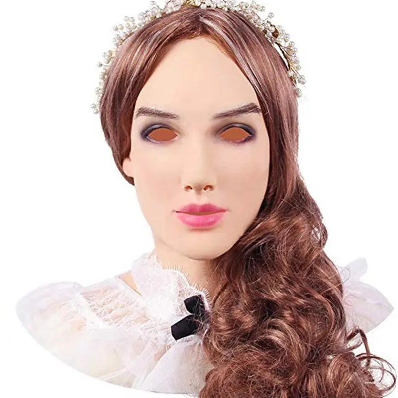 New Realistic Female Halloween Costume Cosplay Props Masquerade Party Latex Mask bald-headed beauty Sexy Girl Crossdress Masks