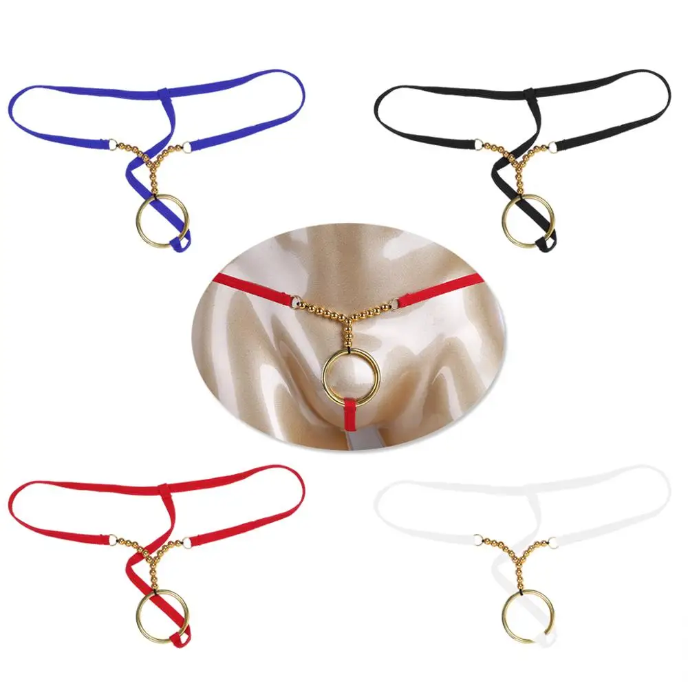 Men Jockstrap Lingerie Sexy Crotchless Transparent Panties Sissy G-String Tanga Thong Gay Erotic Penis O-ring Bead Bikini Briefs