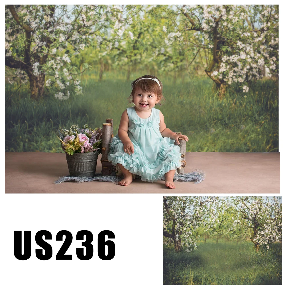 photography backdrop spring nature green tree flowers baby newborn studio Easter backdrops photocall photozone US-236