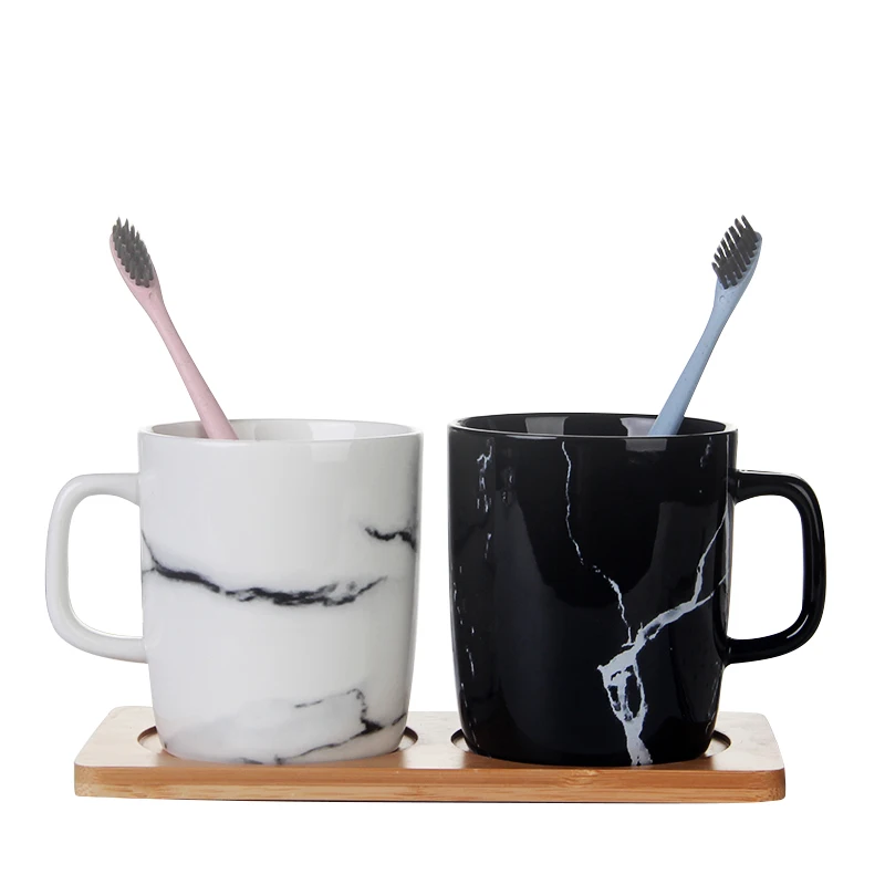 Creative Marble Mouthwash Cup, Lovers Toothbrush Cup, Ceramic Bathroom