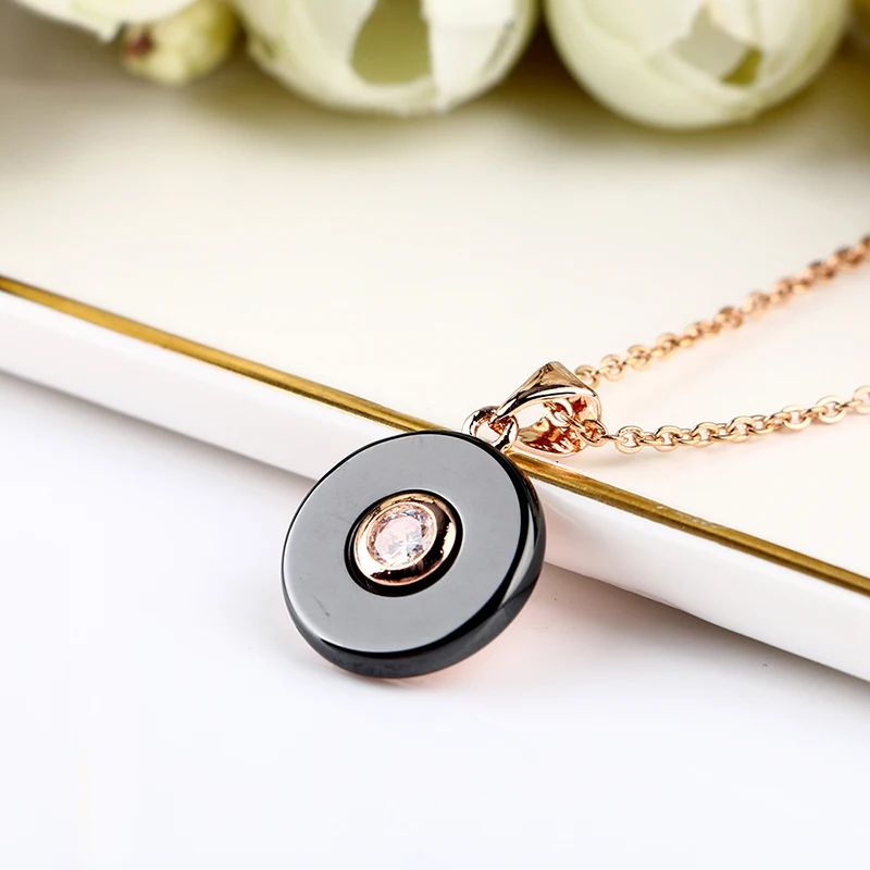 3pcs/set 585 Rose Gold Women Jewelry Set 6MM X Ceramic Ring Long White Drop Earring Cubic Zircon Necklace Wedding Christmas Gift