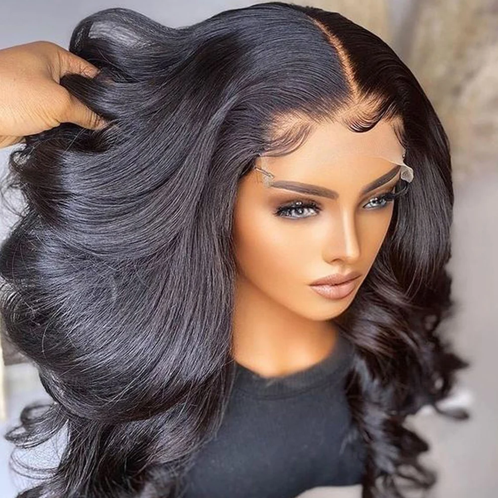 200% Density Body Wave Human Hair Lace Frontal Wigs 13x6 Transparent Lace Front Wig Remy 5x5 13x4 Lace Closure Wig 18-26 Inch