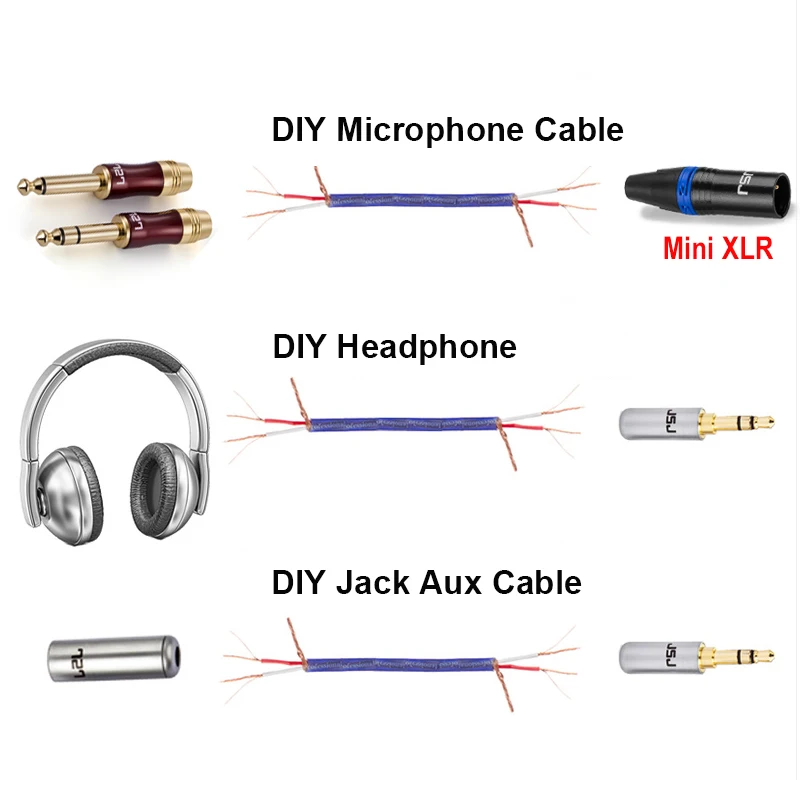 Digizulu AES/EBU DMX Audio Wire DIY 3.5mm Aux Cable Microphone Mic Aux Mini XLR Cord for Mixer Headphone Amplifier Speaker