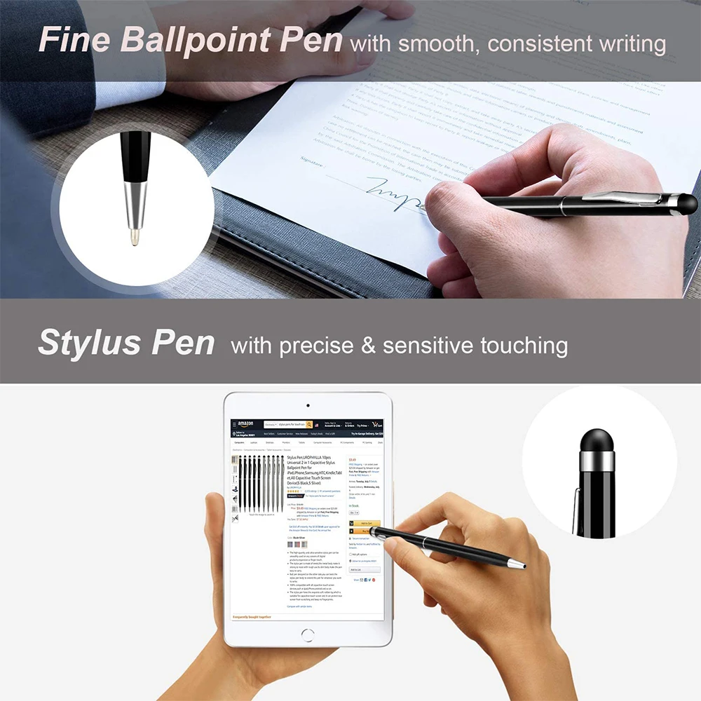 Stylus Pen for Smartphones Tablet 2 in 1 Universal Capacitive Screen Touch Drawing Writing Pencil for Android Samsung Xiaomi