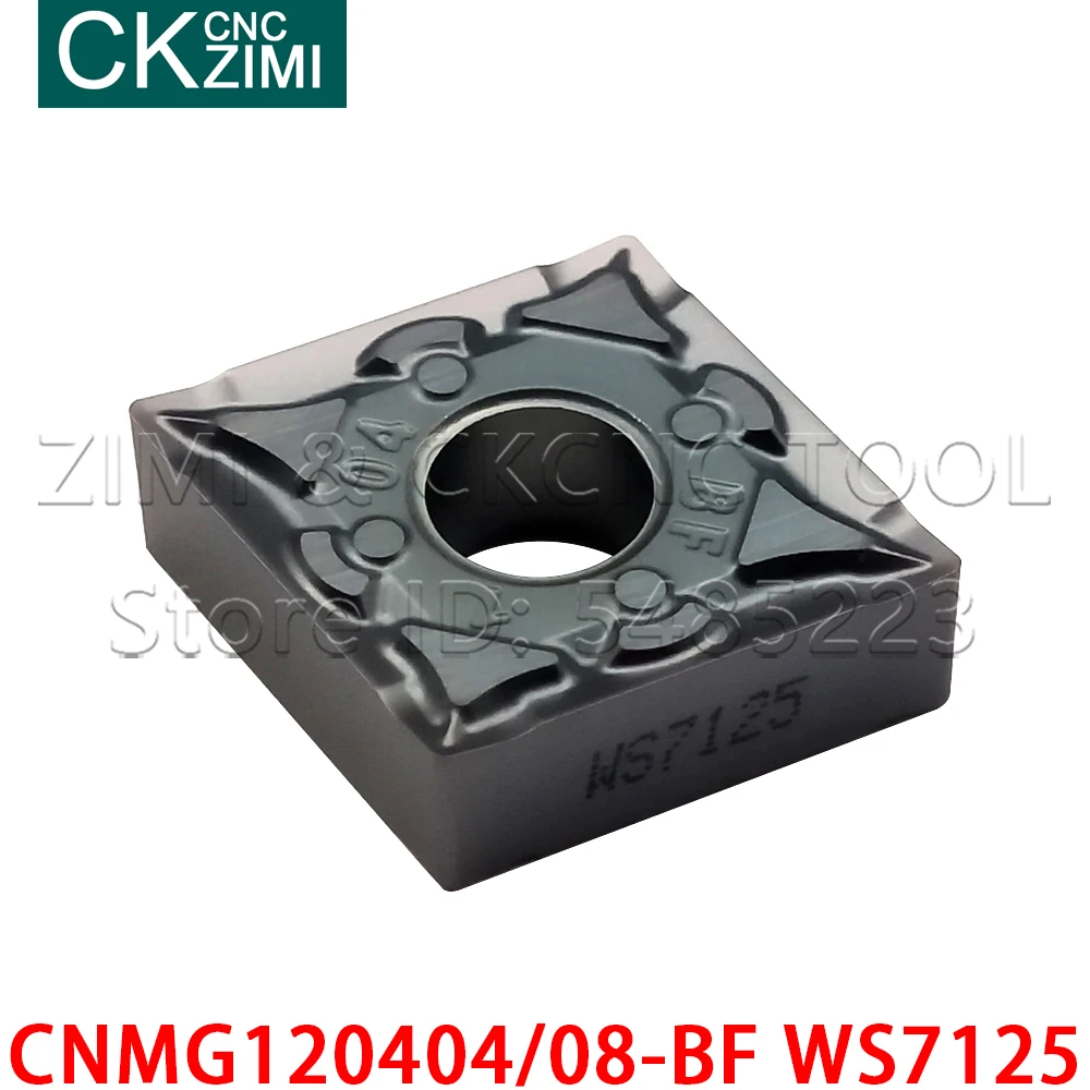 CNMG120404-BF-portaherramientas de corte de cuchilla de torno CNC, inserto de carburo de alta calidad, CNMG 1204 para acero inoxidable, CNMG120408-BF, WS7125