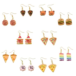 Cake Earring For Women Resin Pizza Drop Earrings Children Handmade Jewelry DIY Gifts