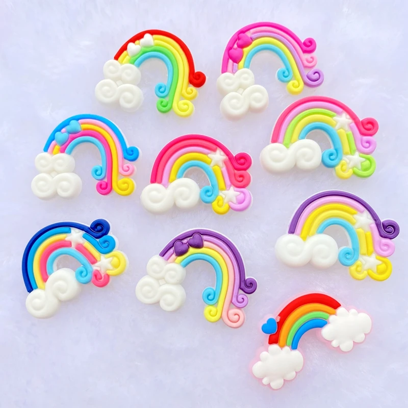 10/20pcs Cute Rainbow PVC Flexible Glue Flat Back DIY Scrapbook Embellishment Phone Craft Decoration F40