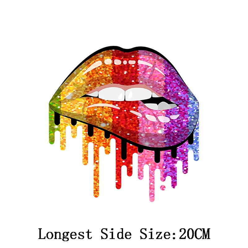 Hot Leopard Print Lips Patches for Clothes Heat Transfer Thermal Stickers DIY Women T-Shirts Iron on Transfer Girls Lips Patches