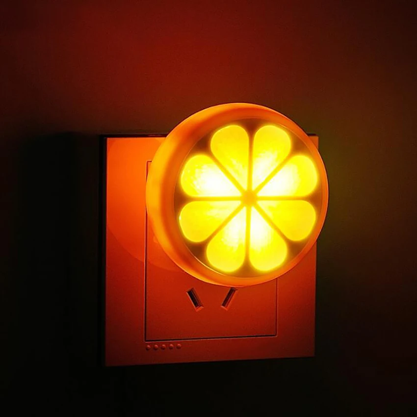 Creative Orange Plug in Night light Warm LED Nightlight, Dusk to Dawn Sensor Fruit Lamp for Kids Baby, Bedroom, Kitchen, Stairs