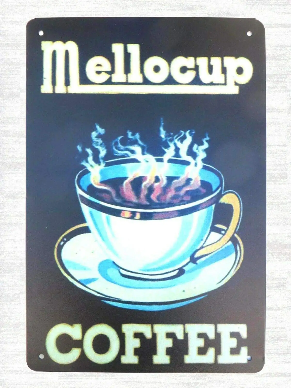 Unique Metal Wall Art Mellocup Coffee Kitchen Store tin Metal Sign Retro Wall Home Bar Pub Vintage Cafe Decor, 8x12 Inch