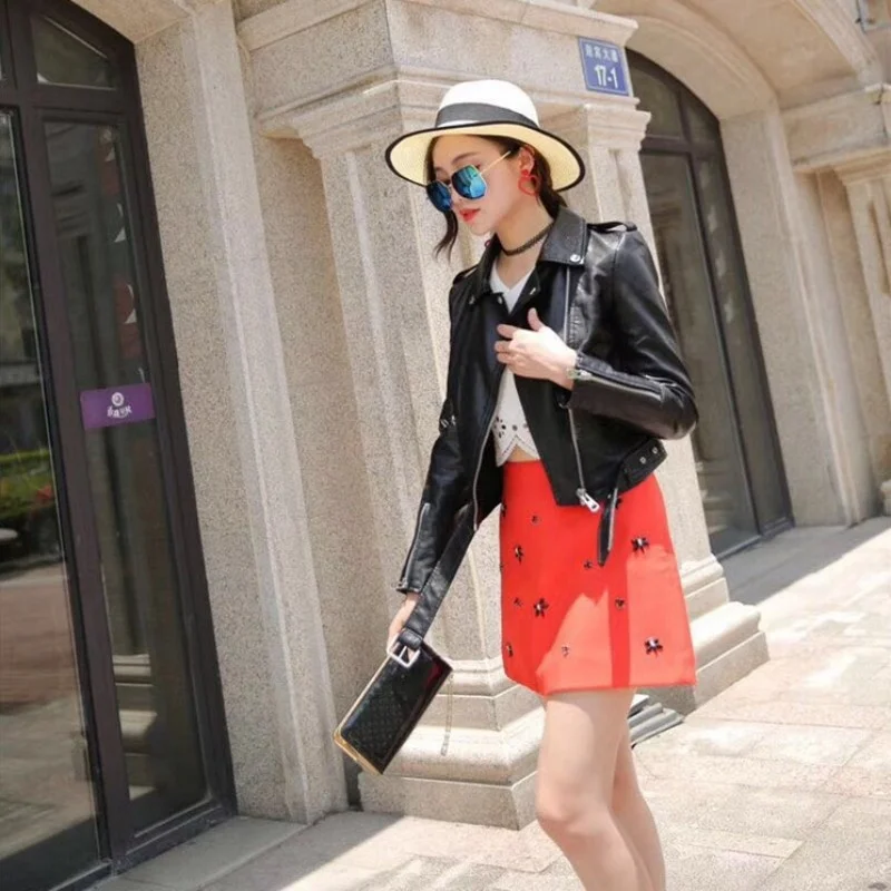 

Spring Women Autumn Short Pu Leather Jacket Casual Slim Fit Faux Patent Leather Coat Zipper Punk Outwear Female Biker Jacket