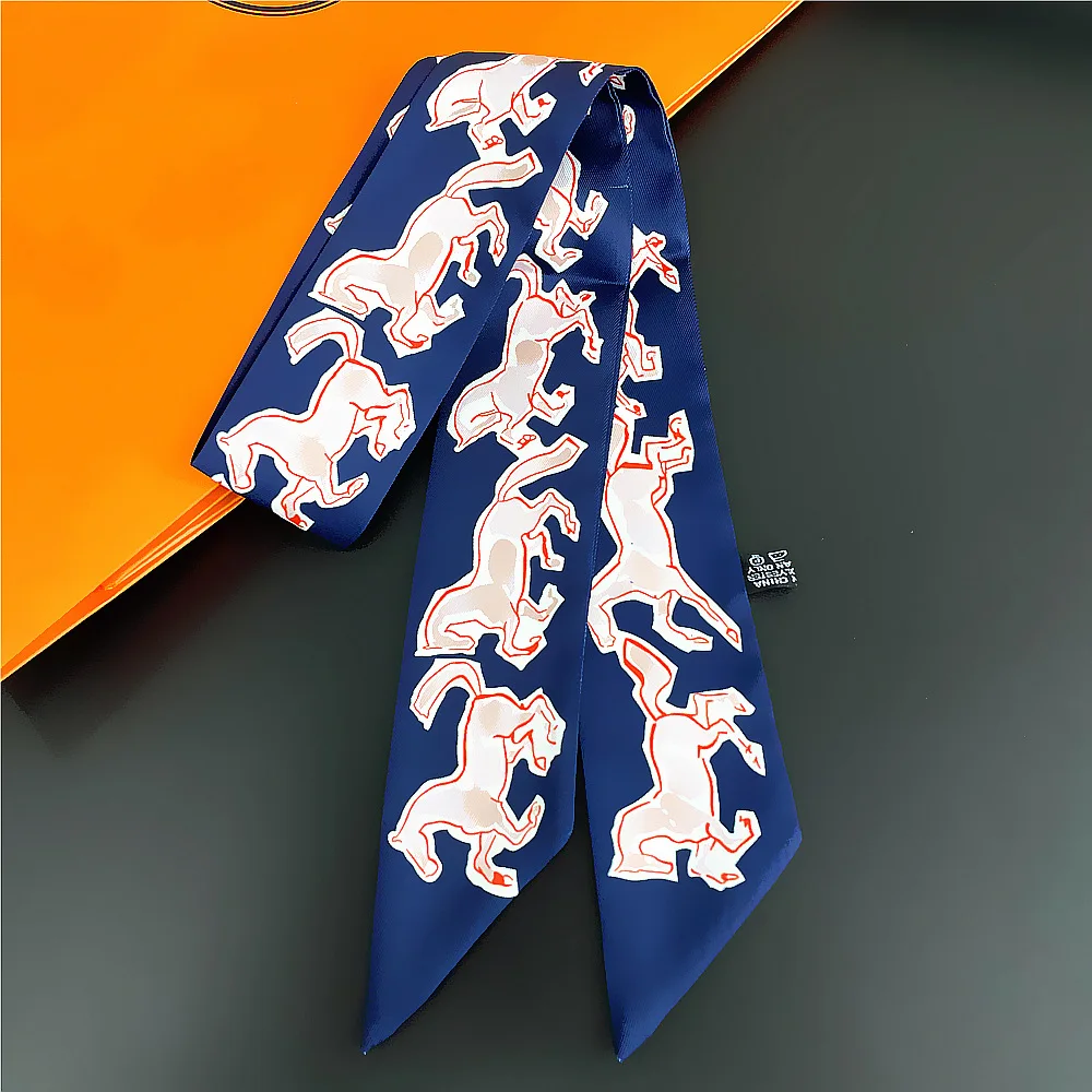 New Women Bag Scarf Luxury Twill Print Hair Scarf Headband Decoration Shirt Tie Bag Handle Scarf Accessories Women's Bandana