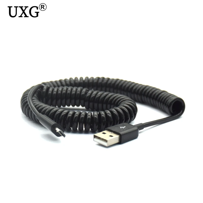 USB 2.0 to Micro USB Spring Data Cable Spiral Coiled 5 Pin Adaptor Digital USB Data Charging Cables Connector USB Charger Cable