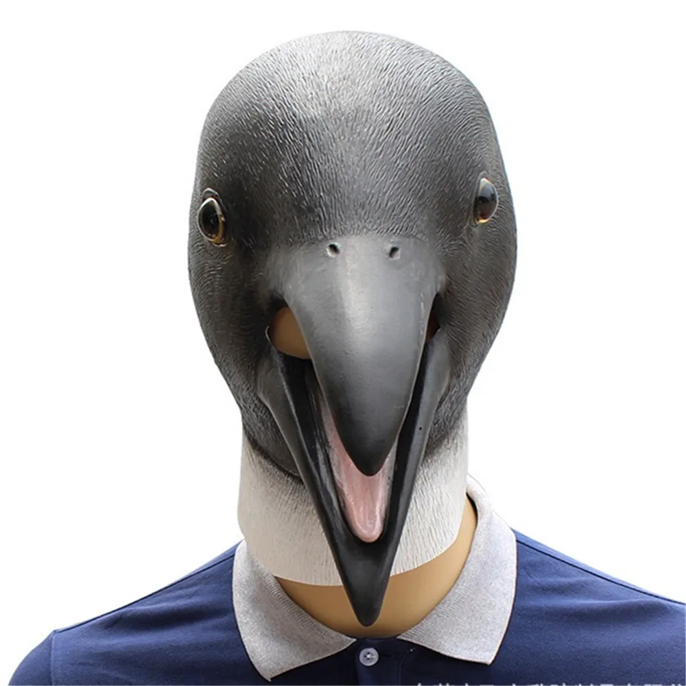 Animal World Long Beak Penguin Latex Mask Masquerade Halloween Full Face Mask Toy New Year Party Decoration Fun Headdress