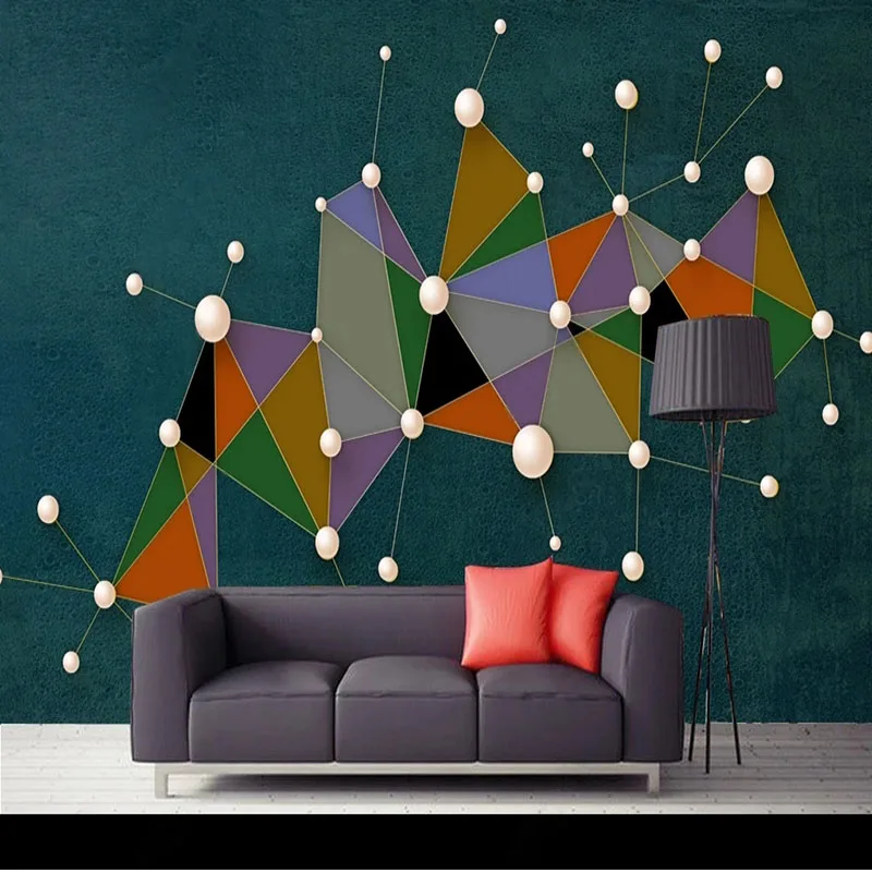 Custom Photo Wallpaper For Geometric Lines Modern Minimalist Golden Abstract Light Luxury Self-Adhesive Waterproof 3D Sticker