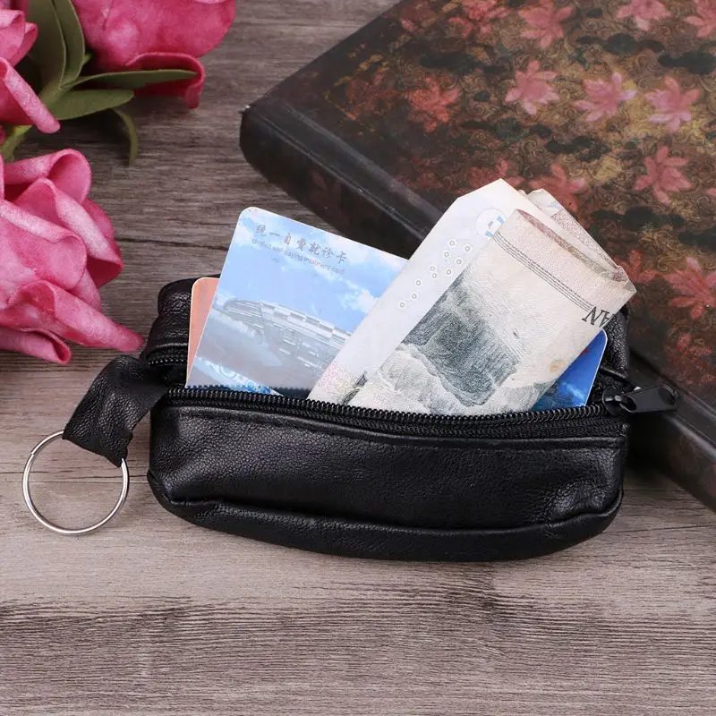 Chaveiro feminino com zíper, bolsa carteira pequena com espaço para cartões moedas