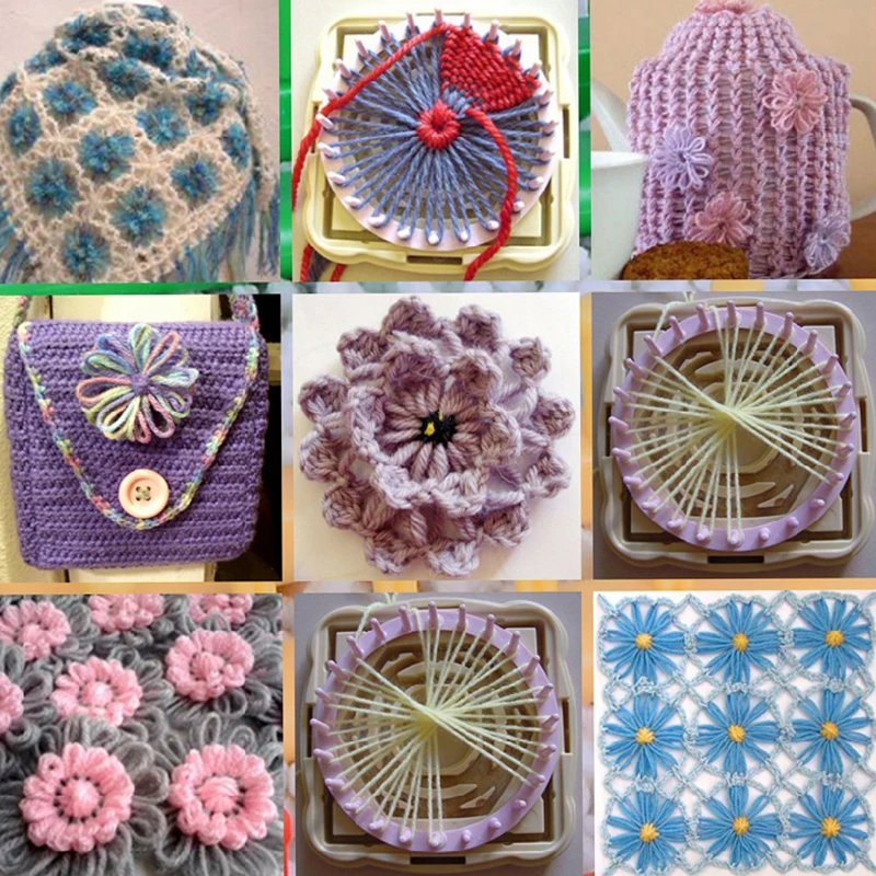 1set Hand Knitting Loom Flower Daisy Pattern Maker Weave Set Wool Yarn Needle Knit Kits Home DIY Craft Tool