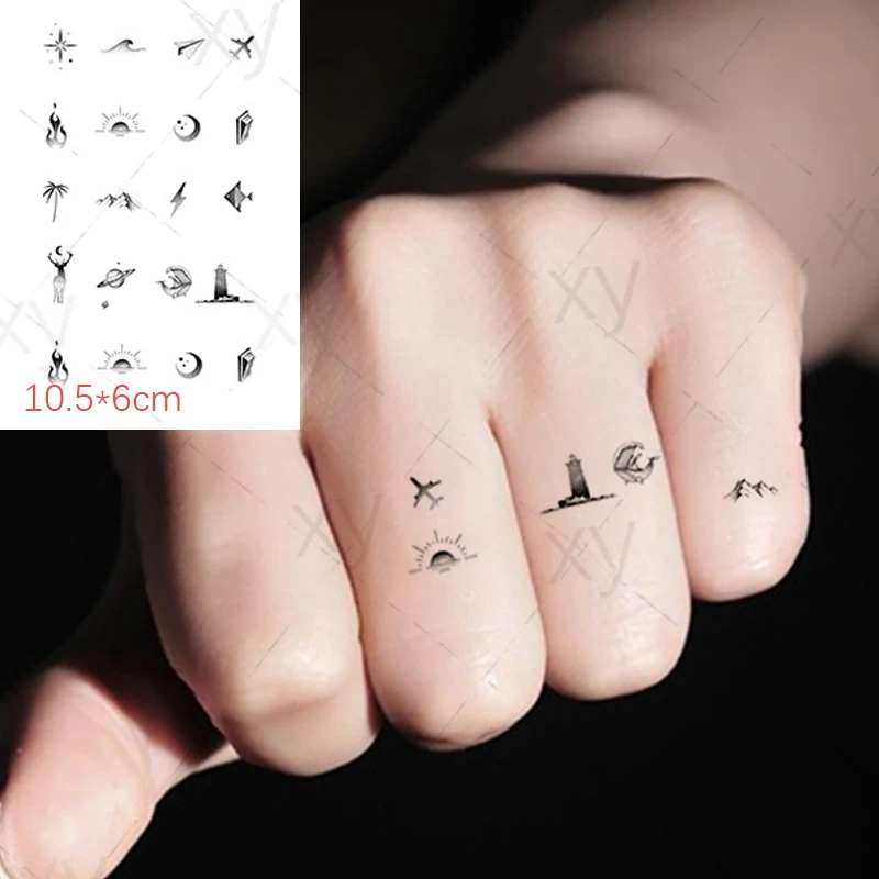 Waterproof Temporary Tattoo Sticker Ins Black Small Pattern Hourglass Astronaut Body Art Flash Tatoo Fake Tatto for Women Men