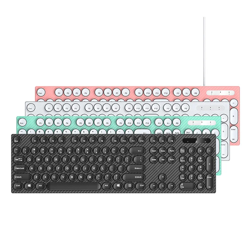 104Keys Mute Wired Keyboard USB Waterproof Laptop Keyboard Retro Punk Keyboard For Home Office use