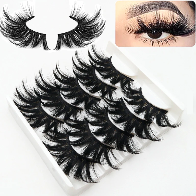 

5 pairs of 25mm false eyelashes natural soft eyelashes 6D false eyelashes dance mink eyelash makeup tool