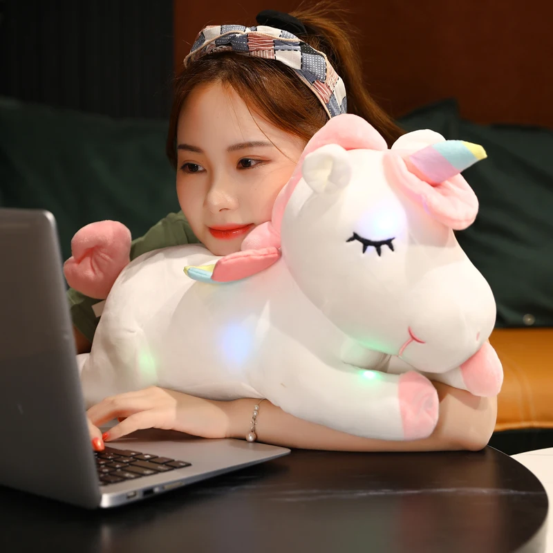 Nuovo 50 centimetri Gigante Colorato Incandescente Unicorno Luminoso Giocattoli di Peluche Kawaii Light Up Led Unicorno Peluche Bambola Per Bambini Regalo Di Natale