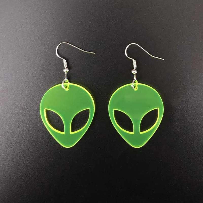 Transparent Fluorescent Green Scientific Exploration Alien Earrings Personal Internet Celebrity Vigorous Girl Acrylic Eardrop