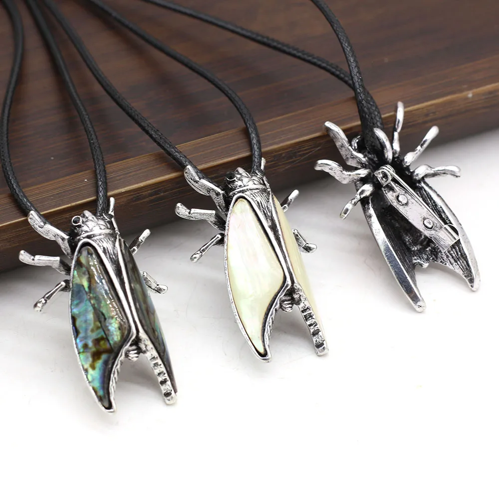 Natural Shell Necklace Pendant Insect Shape 28x40mm for DIY Jewelry Making Necklace Bracelet Home Decoration Gift