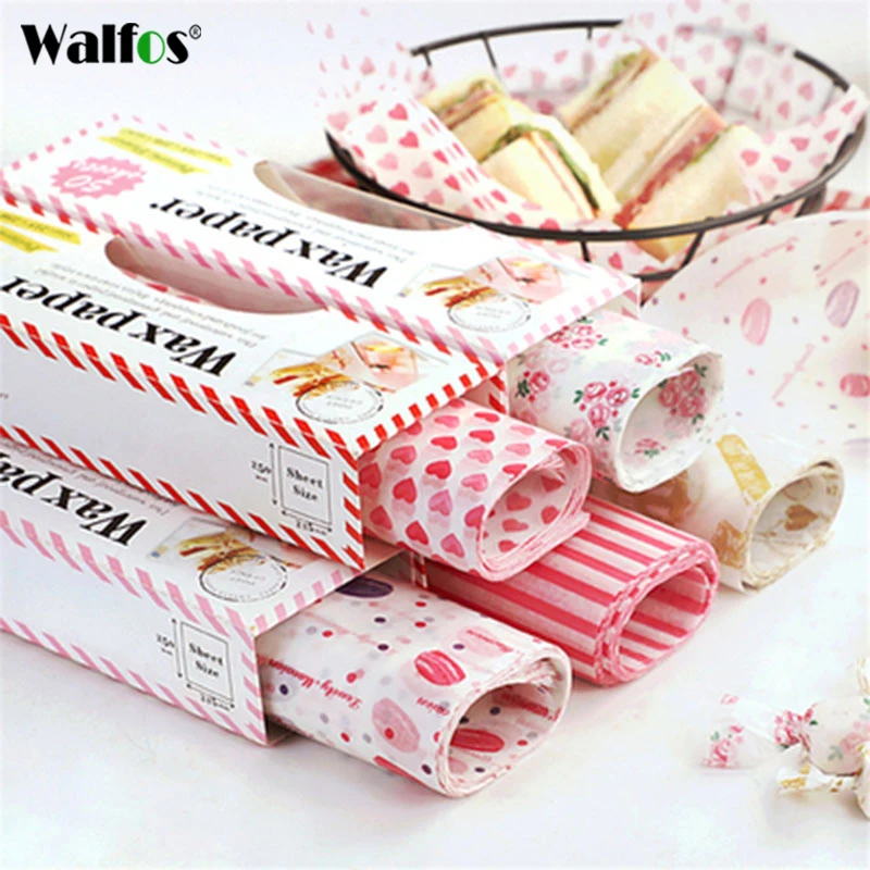 Walfos  50Pcs/Lot Wax Paper Food Grade Grease Paper Food Wrappers Wrapping Paper For Bread Fries Oilpaper Baking Tools