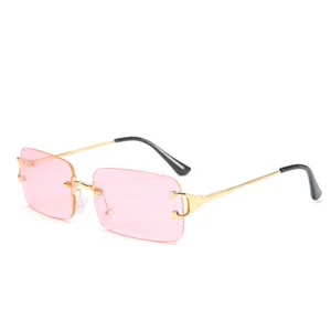 2021 New Fashion Retro Color UV400 Punk Without Aro Square Male Sunglasses Without Aro Sunglasses Gradient Fashion glasses 6 Main Sales Cartier Glasses - №4