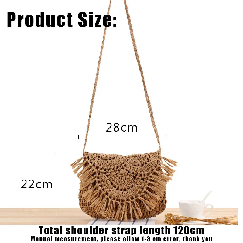 YoReAi 2022 New Summer Straw Bag Handmade Tassel Beach Bags Raffia Rattan Woven Handbags Vacation Shoulder Crossbody Bags Clutch