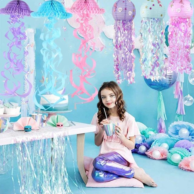 1Pc syrenka dekoracja imprezy tematycznej blask wiszące meduzy latarnie mała syrenka dziewczynka dekoracje urodzinowe wystrój Baby Shower