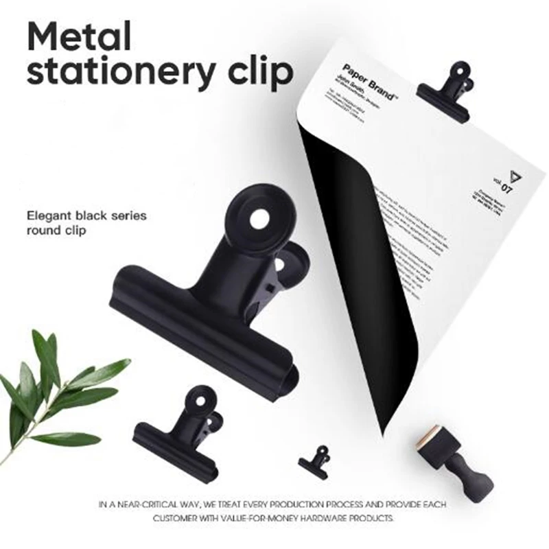 

1000Pcs/Lot 22mm/31mm Round Metal Grip Clips Black Bulldog Clip Stainless Steel Ticket Paper Clip For Tags Bags Office LX3358